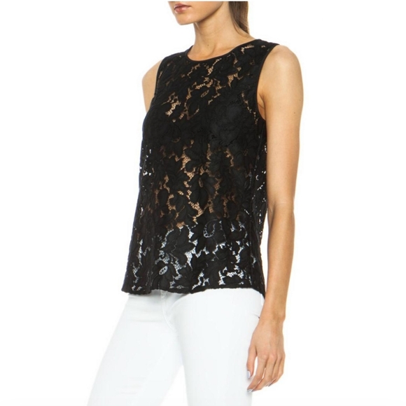 DIANE VON FURSTENBERG Black Lace Top - Picture 2 of 5